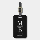 Elegant Monogram Zwart Bagagelabel (Voorkant verticaal)