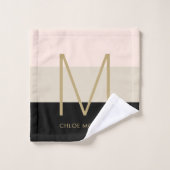 Elegant monogram zwart beige roze bad handdoek (Wasdoekje)