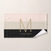 Elegant monogram zwart beige roze bad handdoek (Handdoek)