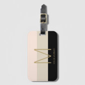 Elegant monogram zwart beige roze bagagelabel (Voorkant (verticaal))