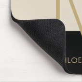 Elegant monogram zwart beige roze muismat (Hoek)