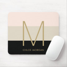 Elegant monogram zwart beige roze