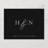 Elegant Monogram Zwart Bruiloft Dank u Briefkaart (Voorkant)