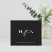 Elegant Monogram Zwart Bruiloft Dank u Kaart (Staand voorkant)