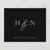 Elegant Monogram Zwart Bruiloft Dank u Kaart (Voorkant)