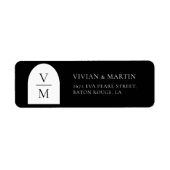 Elegant Monogram Zwart Bruiloft Retouradres Etiket (Voorkant)