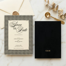 Elegant Monogram Zwart Crème Schachbrett