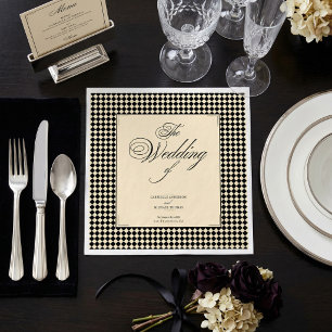 Elegant Monogram Zwart Crème Schachbrettigue Servet