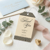 Elegant Monogram Zwart Crème Schachbrettmotief Cadeaulabel