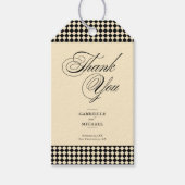Elegant Monogram Zwart Crème Schachbrettmotief Cadeaulabel (Voorkant)