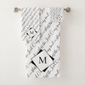 Elegant Monogram ZWART DE LORD Bad Handdoek (Insitu)
