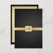 Elegant Monogram zwart en goud Hartelijk dank Bedankkaart (Voorkant / Achterkant)