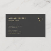 Elegant Monogram Zwart en Goud | Modern minimaal Visitekaartje (Voorkant)