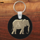 Elegant Monogram Zwart en Goud Sleutelhanger (Voorkant)