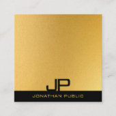 Elegant monogram zwart en gouden moderne Sjabloon Vierkante Visitekaartje (Voorkant)