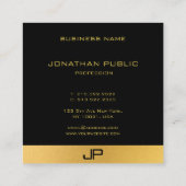 Elegant monogram zwart en gouden moderne Sjabloon Vierkante Visitekaartje (Achterkant)