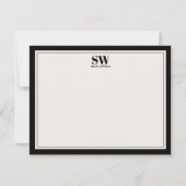 Elegant monogram zwart en ivoor grens minimalistis notitiekaartje (Voorkant)