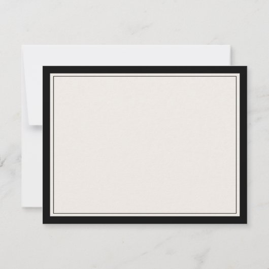 Elegant monogram zwart en ivoor grens minimalistis notitiekaartje (Achterkant)