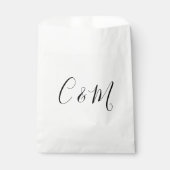 Elegant Monogram Zwart en Wit Bedankzakje (Voorkant)