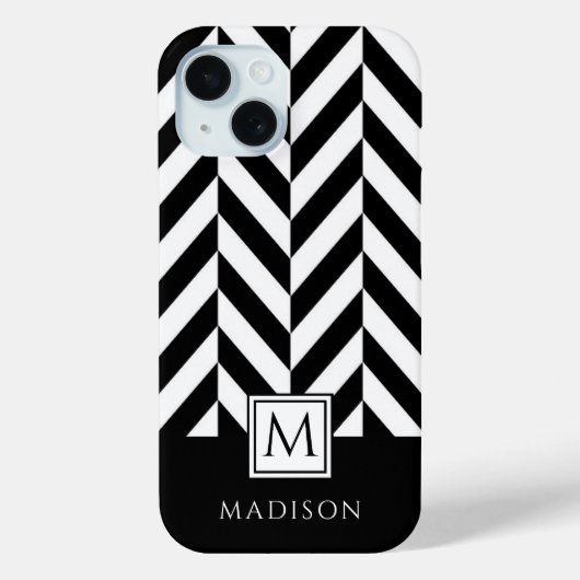 Elegant Monogram Zwart en Wit Case-Mate iPhone Case (Achterkant)