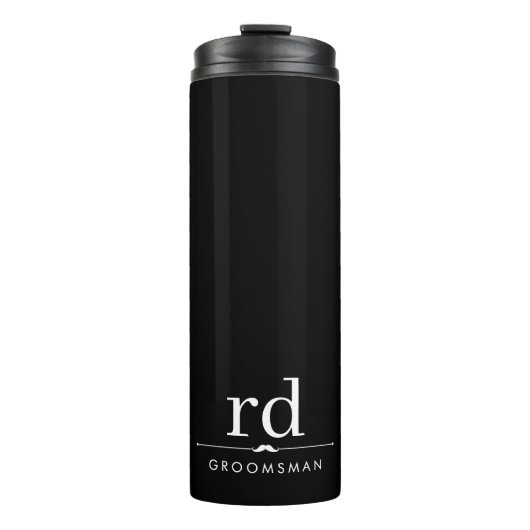 Elegant Monogram Zwart en Wit Huwelijkscadeau voor Thermosbeker (Voorkant)