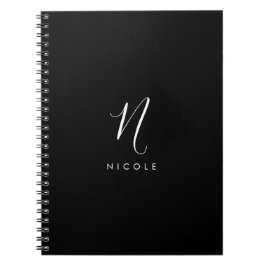 Elegant Monogram Zwart en Wit Notitieboek