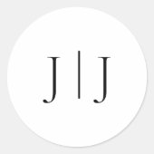 Elegant Monogram Zwart en Wit Ronde Sticker (Voorkant)