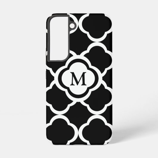 Elegant Monogram Zwart en Wit Samsung Galaxy Hoesje (Achterkant)