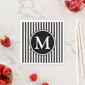 Elegant Monogram Zwart En Wit Strepen Servetten (Insitu)