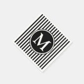 Elegant Monogram Zwart En Wit Strepen Servetten (Hoek)
