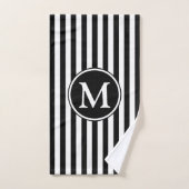 Elegant Monogram Zwart en Witte Strepen Bad Handdoek (Handdoek)