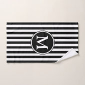 Elegant Monogram Zwart en Witte Strepen Bad Handdoek (Handdoek)