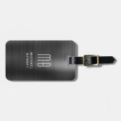 Elegant Monogram zwart geborsteld metaal Bagagelabel (Voorkant horizontaal)