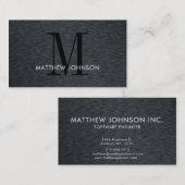 Elegant monogram zwart geborsteld metaal modern Ka Visitekaartje (Voorkant / Achterkant)