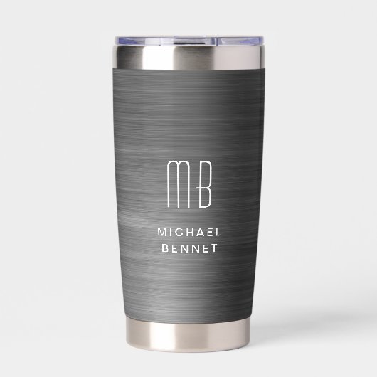 Elegant Monogram Zwart Geïsoleerde Drinkbeker (Voorkant)