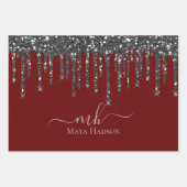Elegant Monogram Zwart Glitter Drips Inpakpapier Vel (Voorkant 2)