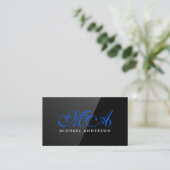 Elegant Monogram | Zwart gloss Visitekaartje (Staand voorkant)
