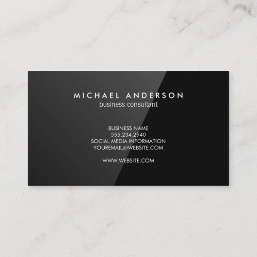 Elegant Monogram | Zwart gloss Visitekaartje (Achterkant)