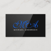 Elegant Monogram | Zwart gloss Visitekaartje (Voorkant)