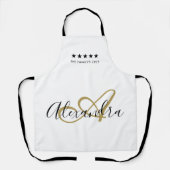 Elegant Monogram zwart Gold Script Beste Chef Name Schort (Voorkant)