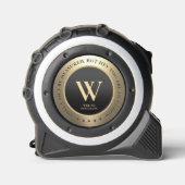 Elegant Monogram Zwart Goud 40 50 60 verjaardag Rolmaat (Voorkant)