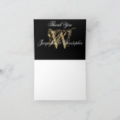 Elegant Monogram Zwart Goud Blank Huwelijk Gevouwe Bedankkaart (Binnen)