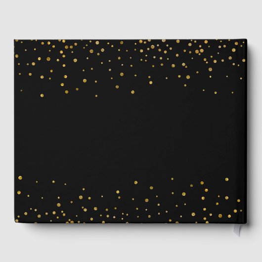 Elegant monogram | Zwart Goud Confetti bruiloft Gastenboek (Achterkant)