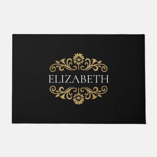 Elegant Monogram zwart goud Deurmat (Voorkant)