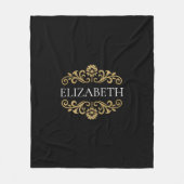 Elegant Monogram zwart Goud Fleece Deken (Voorkant)