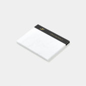 Elegant Monogram Zwart Goud Marmer Sjabloon Post-it® Notes (Schuin)