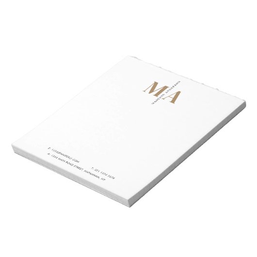 Elegant Monogram Zwart Goud Naam Bedrijf Notitieblok (Linkerzijde)