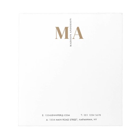 Elegant Monogram Zwart Goud Naam Bedrijf Notitieblok (Voorkant)