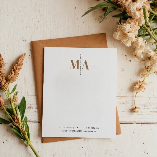 Elegant Monogram Zwart Goud Naam Bedrijf Notitieblok