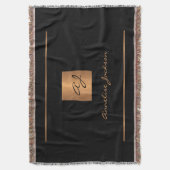 Elegant monogram zwart goud naam script modern deken (Voorkant Verticaal)